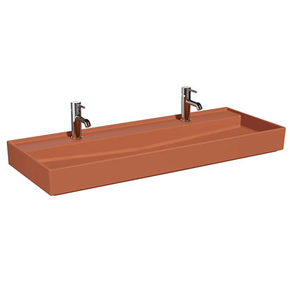 Vitra Archiplan Çift Armatür Delikli Lavabo Mat Terra Rosa, 120 Cm