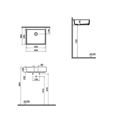 Vitra Archiplan Dar Lavabo 45 Cm Mat Terra Rosa