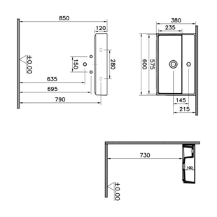 Vitra Archiplan Dar Lavabo Beyaz, 60 Cm