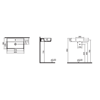 Vitra Archiplan Dar Lavabo Beyaz, 60 Cm