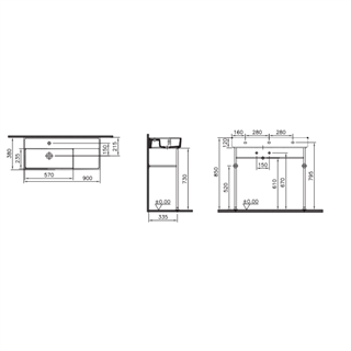 Vitra Archiplan Dar Lavabo Beyaz, 90 Cm