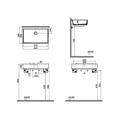 Vitra Archiplan Dar Lavabo Mat Terra Rosa, 60 Cm