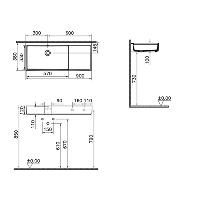 Vitra Archiplan Dar Lavabo Mat Terra Rosa, 90 Cm