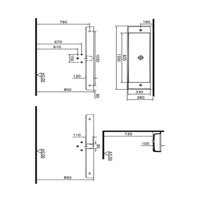 Vitra Archiplan Dar Lavabo Mat Terra Rosa, 120 Cm