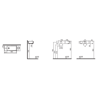 Vitra Archiplan Dar Soldan Armatürlü Lavabo 60 Cm, Beyaz