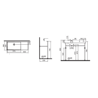 Vitra Archiplan Metal Ayaklı Dar Lavabo Beyaz, 90 Cm