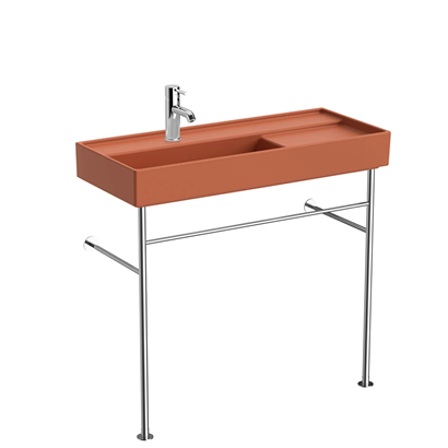 Vitra Archiplan Metal Ayaklı Dar Lavabo Mat Terra Rosa, 90 Cm