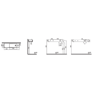 Vitra Archiplan Sağdan Armatürlü Dar Lavabo 90 Cm, Beyaz