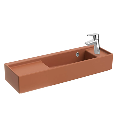 Vitra Archiplan Sağdan Armatürlü Dar Lavabo 90 Cm, Mat Terra Rosa