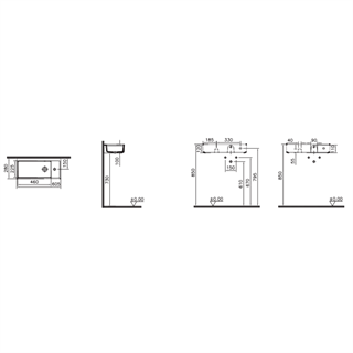 Vitra Archiplan Sağdan Armatürlü Dar Lavabo 60 Cm, Beyaz