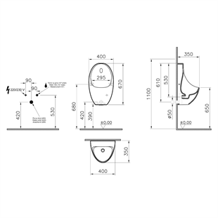 Vitra Arkitekt Beyaz Fotoselli Elektrikli Pisuvar