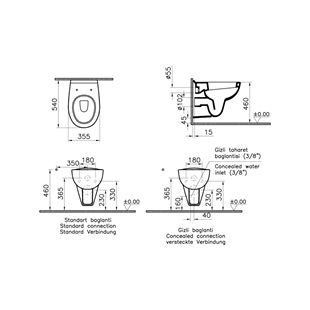 Vitra Conforma Özel İhtiyaç Asma Klozeti, 54 Cm