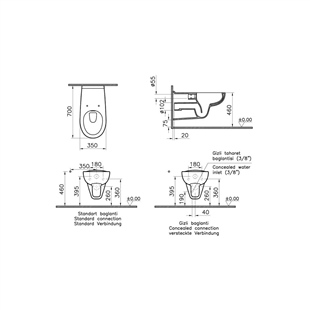 Vitra Conforma Rim-Ex Özel İhtiyaç Asma Klozeti, 70 Cm