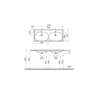 Vitra Equal Beyaz 130 Cm Etajerli Lavabo