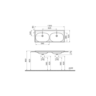 Vitra Equal Mat Gri 130 Cm Etajerli Lavabo