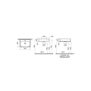Vitra Equal Beyaz 60 Cm Lavabo Sıvı Sabunluk Delikli