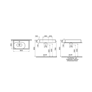 Vitra Equal Gri 80 Cm Lavabo