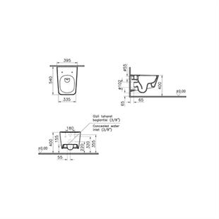 Vitra Equal Mat Gri Rim-Ex 54 Cm Asma Klozet