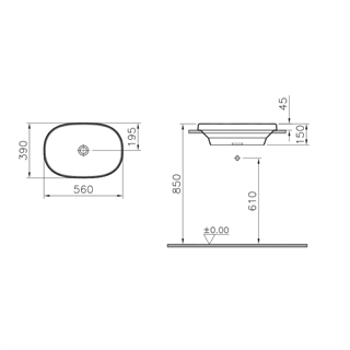 Vitra Frame 56 Cm Parlak Siyah Tezgah Üstü Oval Lavabo