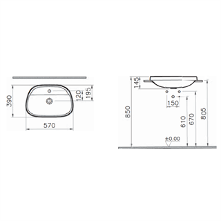 Vitra Frame 57 Cm Mat Beyaz Tezgah Üstü Tv Lavabo