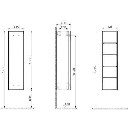 Vitra Frame Bornoz Dolabı 40 Cm, Kapaklı Mat Soft Beyaz