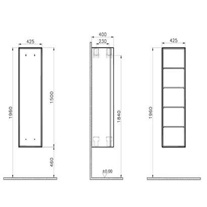 Vitra Frame Bornoz Dolabı 40 Cm, Kapaklı Mat Soft Bej