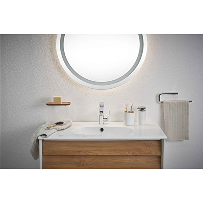 Vitra Frame Lavabo Dolabı 80 Cm, İki Çekmeceli Beyaz Etajerli Lavabolu, Mat Soft Beyaz & Dore Meşe