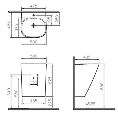 Vitra Frame Yarı Monoblok Lavabo, Beyaz, 50 Cm