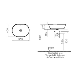 Vitra Geo Oval Çanak Lavabo Beyaz, 55 Cm