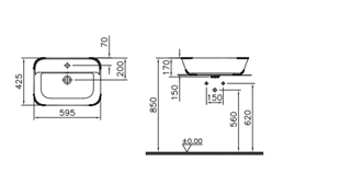 Vitra Geo Dikdörtgen Çanak Lavabo Mat Bej, 60 Cm