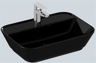 Vitra Geo Dikdörtgen Çanak Lavabo Parlak Siyah, 60 Cm