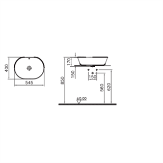 Vitra Geo Oval Çanak Lavabo Mat Beyaz, 55 Cm