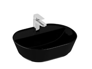 Vitra Geo Oval Tezgah Üstü Lavabo Parlak Siyah, 55 Cm