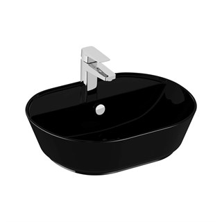 Vitra Geo Oval Tezgah Üstü Lavabo Siyah, 55 Cm