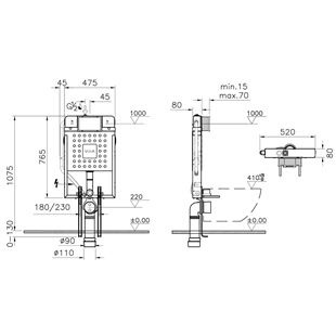 Vitra V-Fix Prime 8 Cm Asma Klozetler İçin Gömme Rezervuar Seti, Parlak Krom