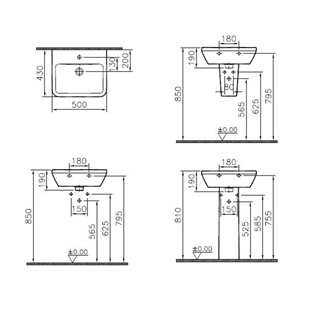 Vitra İntegra Kare Lavabo Parlak Beyaz, 50 Cm