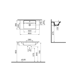 Vitra Integra Dar Etajerli Lavabo Parlak Beyaz, 80 Cm