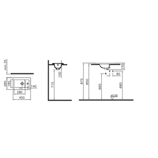 Vitra Integra Dar Etajerli Lavabo Parlak Beyaz, 60 Cm