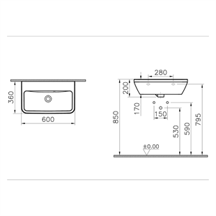 Vitra Integra Dar Lavabo Parlak Beyaz, 60 Cm