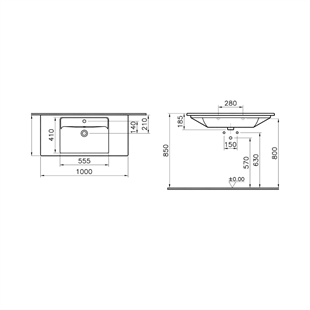 Vitra Integra Etajerli Lavabo Parlak Beyaz, 100 Cm