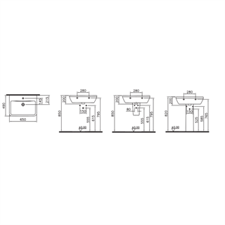 Vitra İntegra Kare Lavabo Parlak Beyaz, 65 Cm