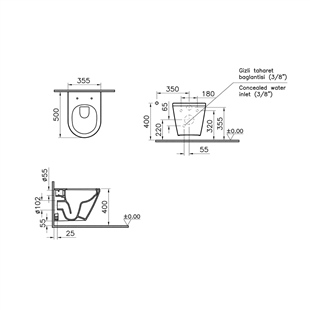 Vitra İntegra Round Rim-Ex Kısa Asma Klozet Parlak Beyaz, 50 Cm