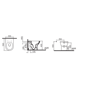 Vitra İntegra Round Rim-Ex Dtd Yerden Tek Klozet Beyaz, 54 Cm