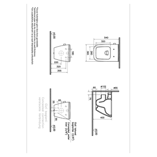 Vitra Integra Square Standart Entegre Rim-Ex Asma Klozet, 54 Cm