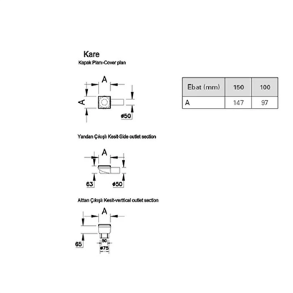 Vitra Kare Elegant 15x15 cm Duş Kanalı Alttan DK100 Parlak Krom