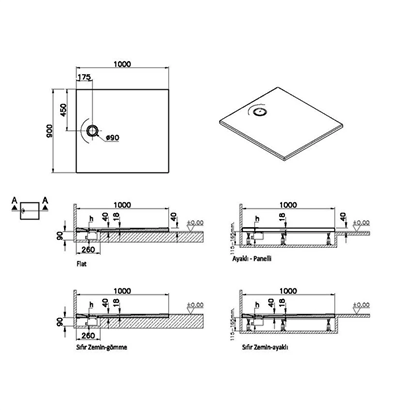 Vitra Leaf Dikdörtgen Duş Teknesi 100x90 cm, Beyaz