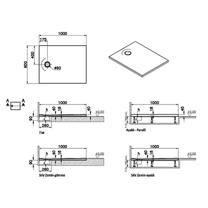 Vitra Leaf Dikdörtgen Duş Teknesi 100x80 cm, Beyaz