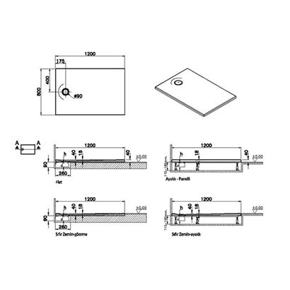 Vitra Leaf Dikdörtgen Duş Teknesi 120x80 cm, Beyaz