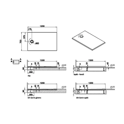 Vitra Leaf Dikdörtgen Duş Teknesi 120x75 cm, Dokulu Taupe