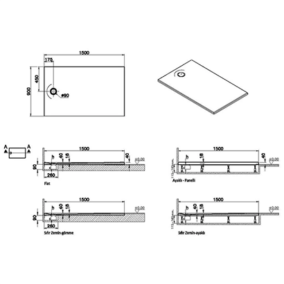 Vitra Leaf Dikdörtgen Duş Teknesi 150x90 cm, Beyaz